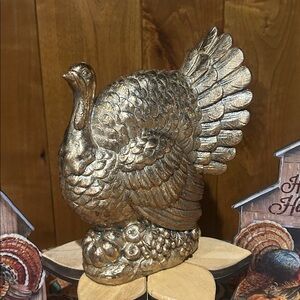 NWT Thanksgiving Gold Metallic 10” Turkey Fall Decor